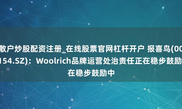 散户炒股配资注册_在线股票官网杠杆开户 报喜鸟(002154.SZ)：Woolrich品牌运营处治责任正在稳步鼓励中