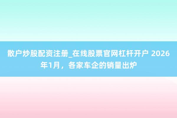 散户炒股配资注册_在线股票官网杠杆开户 2026年1月，各家车企的销量出炉